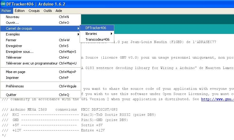 Chargement du code source du DFT406