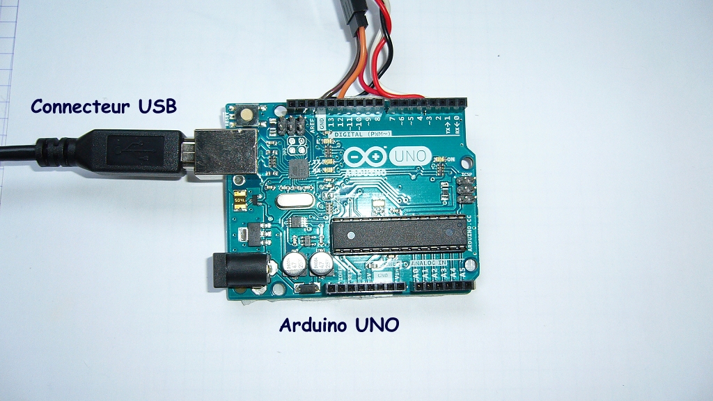 La carte Arduino UNO connectée via l'USB