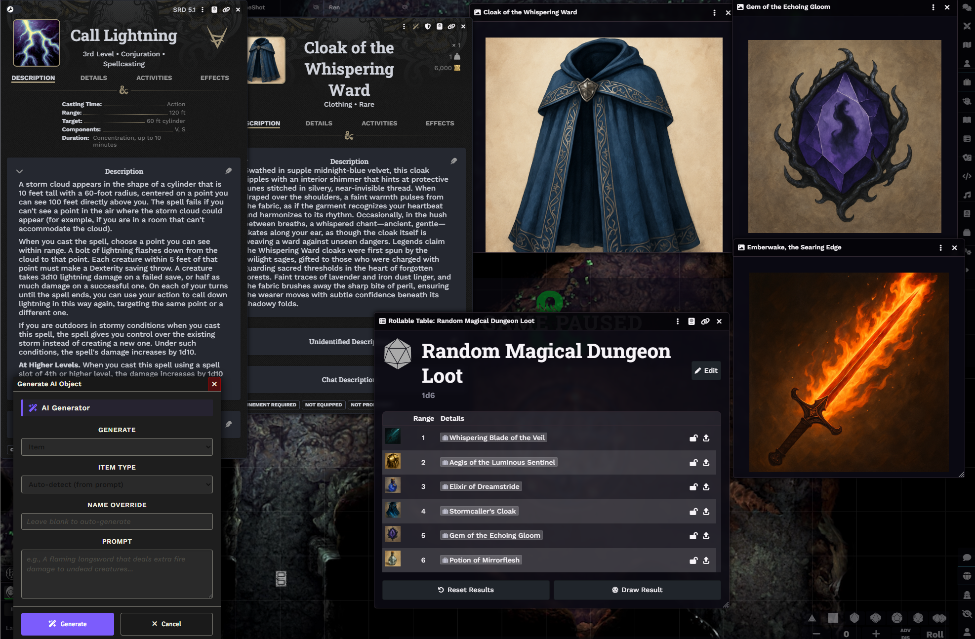 ChatGPT Item Generator Screenshot