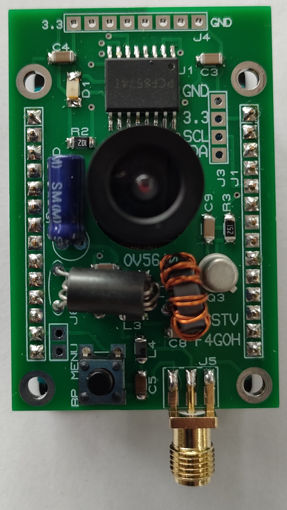 PCB de l'émetteur SSTV PICO avec caméra OV5640 et étage HF