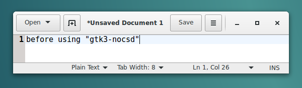 Screenshot of gedit with CSDs still enabled