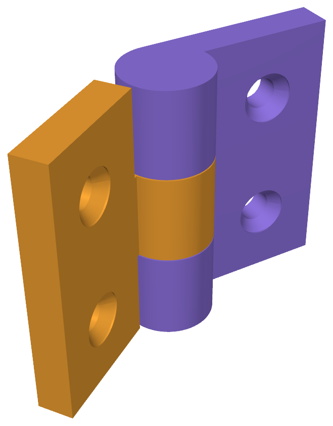 Print-in-place hinge with countersunk M3 mount holes