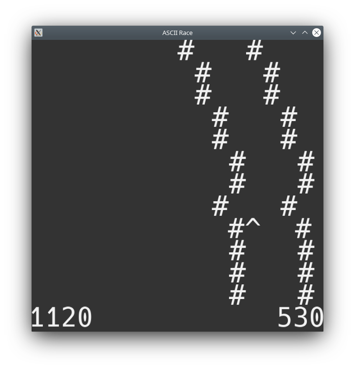 A little racing game using only ASCII characters.