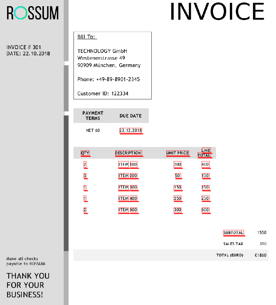 Sample invoice