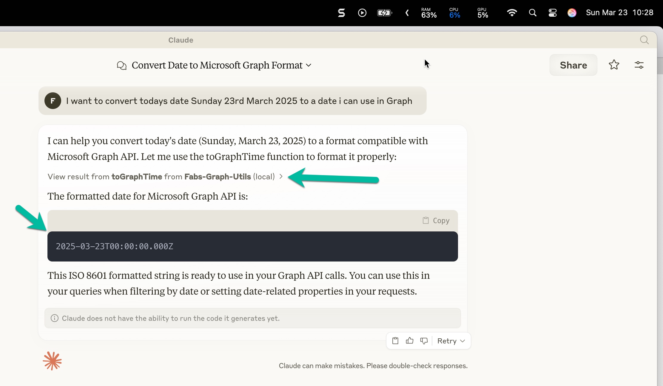 Claude Result Using Graph Time Tool