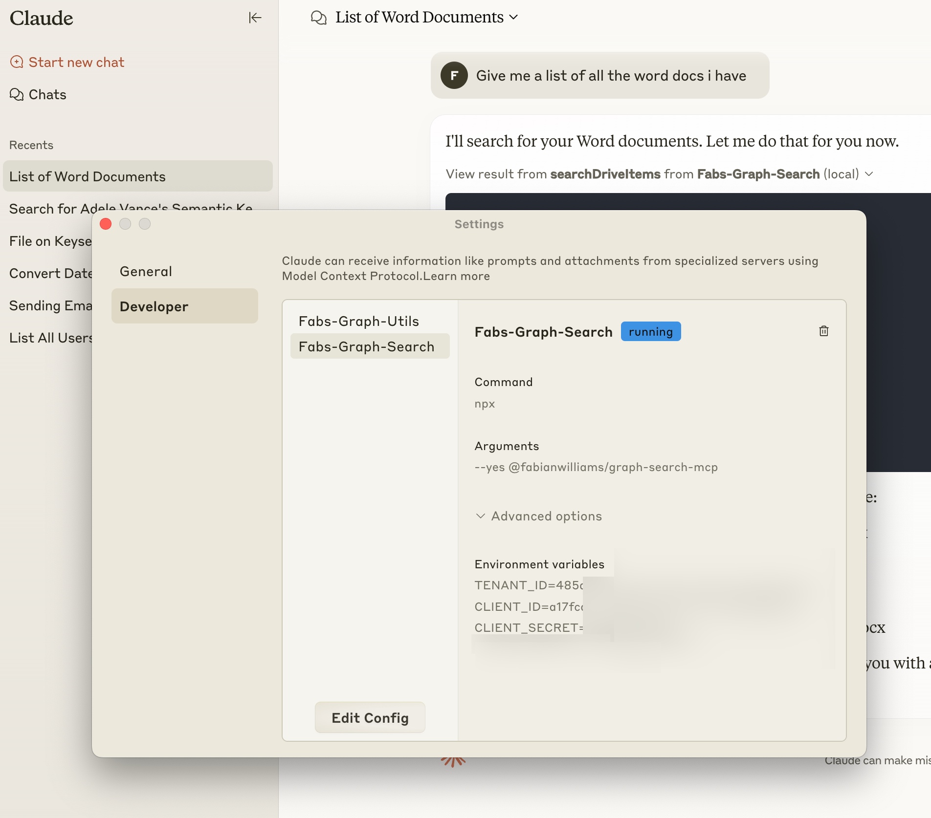 Search Tool Running in Claude