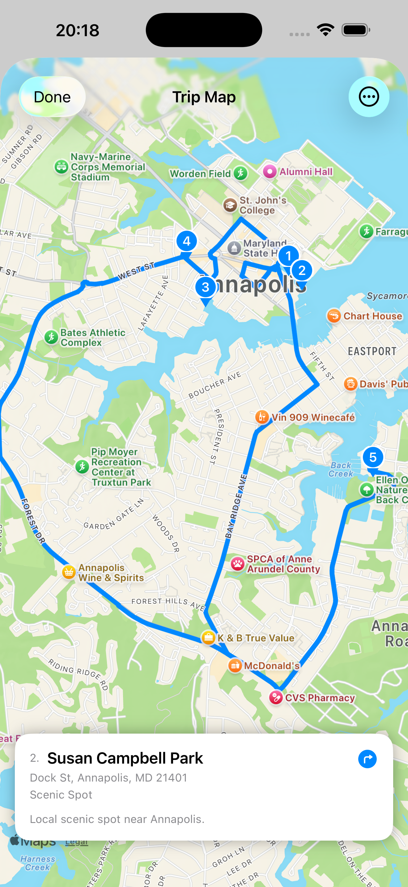 WandR scenic route on real maps