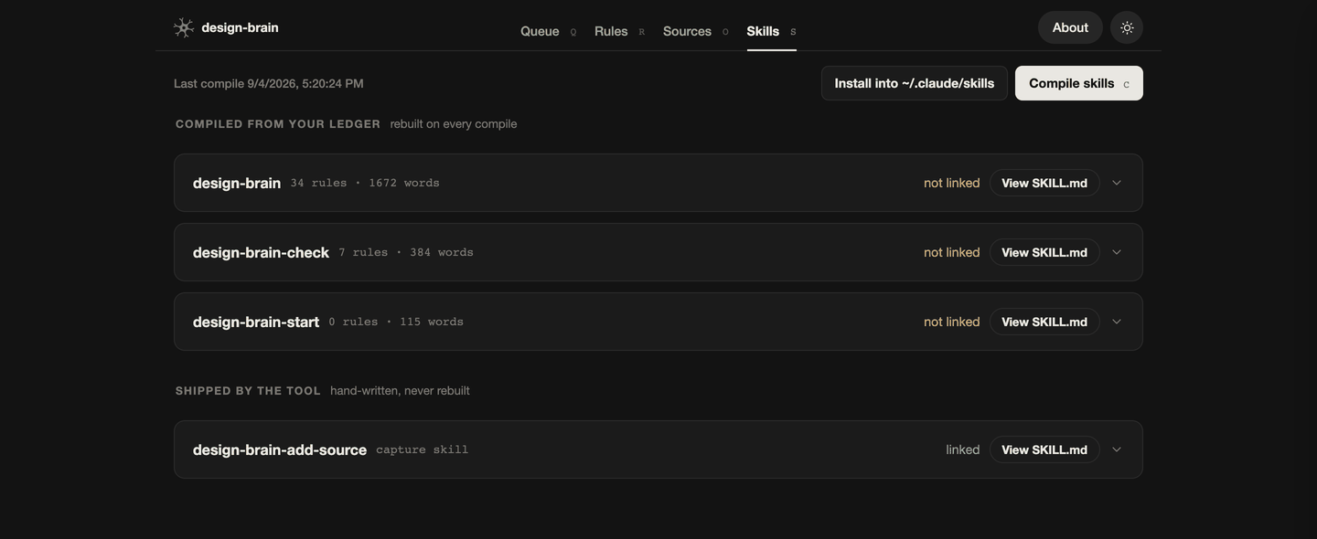 The skills tab