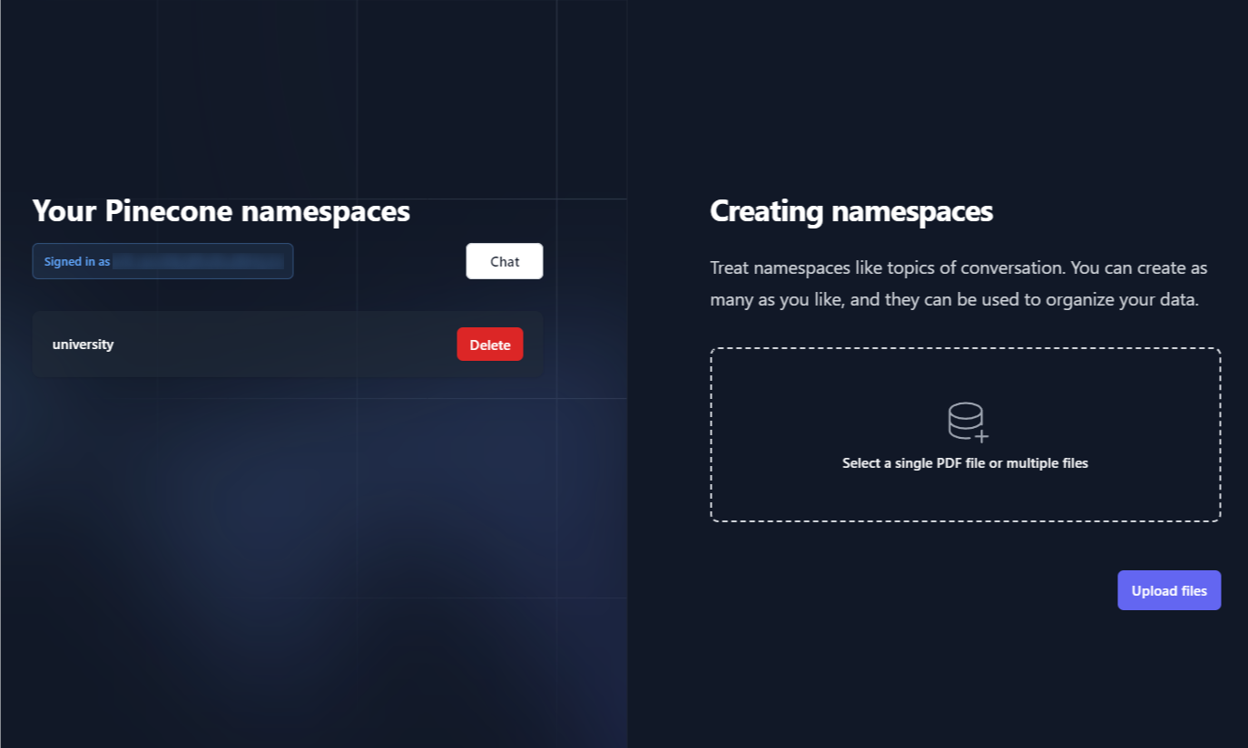 Settings page