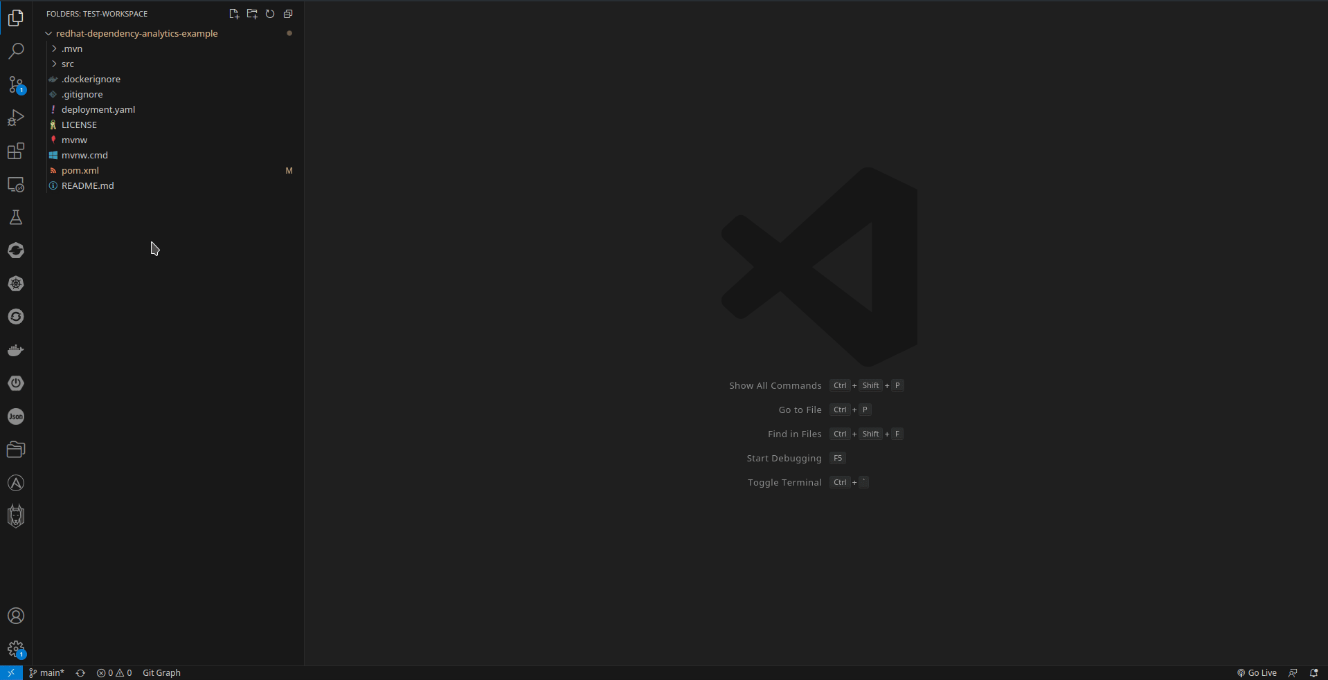 Animated screenshot showing the inline reporting feature of Red Hat Dependency Analytics