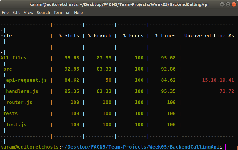 Backend Api Call Code Coverage