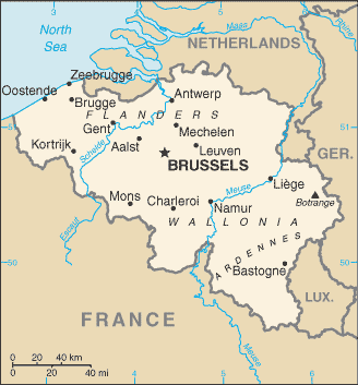 Belgium: CIA World Factbook map from 2021; original boundary notes preserved.