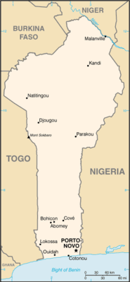 Benin: CIA World Factbook map from 2021; original boundary notes preserved.