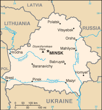 Belarus: CIA World Factbook map from 2021; original boundary notes preserved.