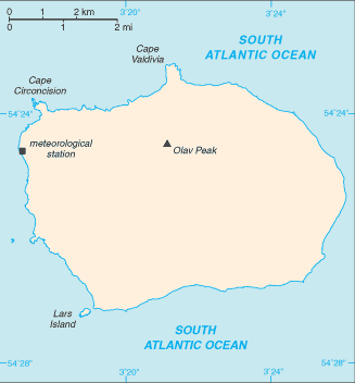 Bouvet Island: CIA World Factbook map from 2021; original boundary notes preserved.