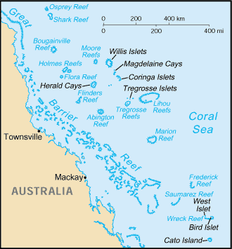 Coral Sea Islands: CIA World Factbook map from 2021; original boundary notes preserved.