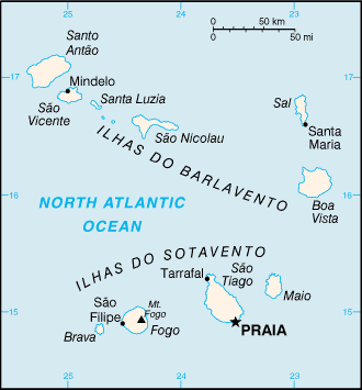 Cabo Verde: CIA World Factbook map from 2021; original boundary notes preserved.