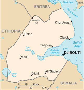 Djibouti: CIA World Factbook map from 2021; original boundary notes preserved.
