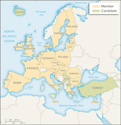 European Union: CIA World Factbook map from 2021; original boundary notes preserved.