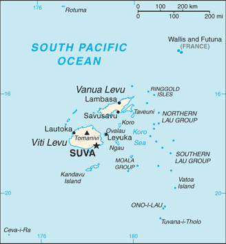 Fiji: CIA World Factbook map from 2021; original boundary notes preserved.