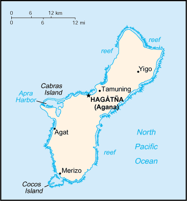 Guam: CIA World Factbook map from 2021; original boundary notes preserved.
