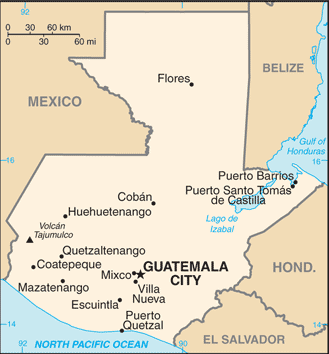 Guatemala: CIA World Factbook map from 2021; original boundary notes preserved.