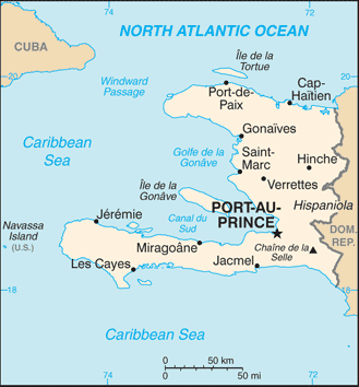 Haiti: CIA World Factbook map from 2021; original boundary notes preserved.