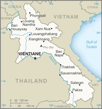 Lao PDR: CIA World Factbook map from 2021; original boundary notes preserved.