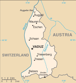 Liechtenstein: CIA World Factbook map from 2021; original boundary notes preserved.