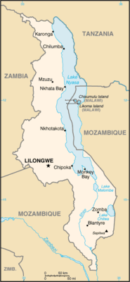 Malawi: CIA World Factbook map from 2021; original boundary notes preserved.