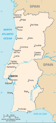 Portugal: CIA World Factbook map from 2021; original boundary notes preserved.