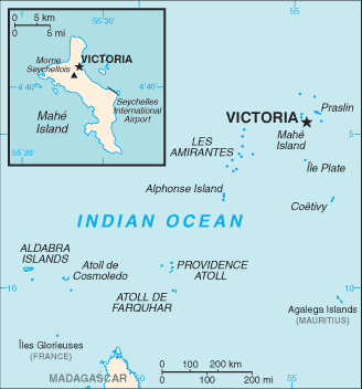 Seychelles: CIA World Factbook map from 2021; original boundary notes preserved.