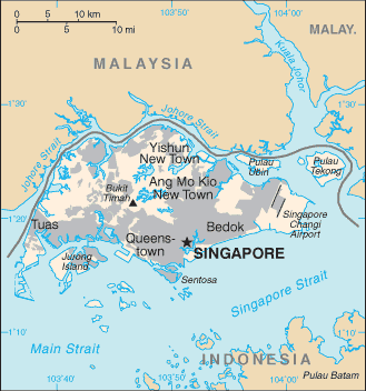 Singapore: CIA World Factbook map from 2021; original boundary notes preserved.