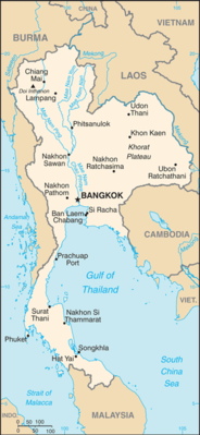 Thailand: CIA World Factbook map from 2021; original boundary notes preserved.