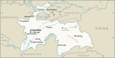 Tajikistan: CIA World Factbook map from 2021; original boundary notes preserved.