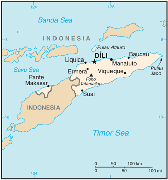 Timor-Leste: CIA World Factbook map from 2021; original boundary notes preserved.