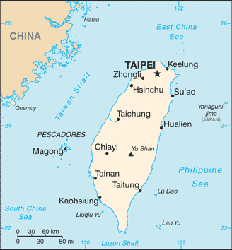 Taiwan: CIA World Factbook map from 2021; original boundary notes preserved.