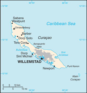 Curacao: CIA World Factbook map from 2021; original boundary notes preserved.