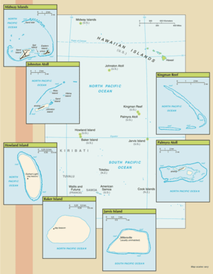 United States Pacific Island Wildlife Refuges: CIA World Factbook map from 2021; original boundary notes preserved.