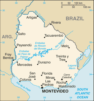 Uruguay: CIA World Factbook map from 2021; original boundary notes preserved.