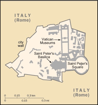 Holy See (Vatican City): CIA World Factbook map from 2021; original boundary notes preserved.