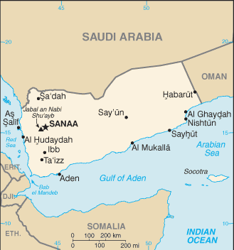 Yemen, Rep.: CIA World Factbook map from 2021; original boundary notes preserved.