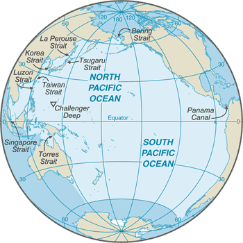 Pacific Ocean: CIA World Factbook map from 2021; original boundary notes preserved.