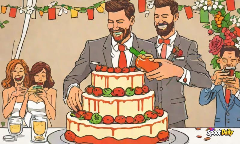 Guy Brings His Own Hot Sauce To A Wedding, Puts It On The Wedding Cake
