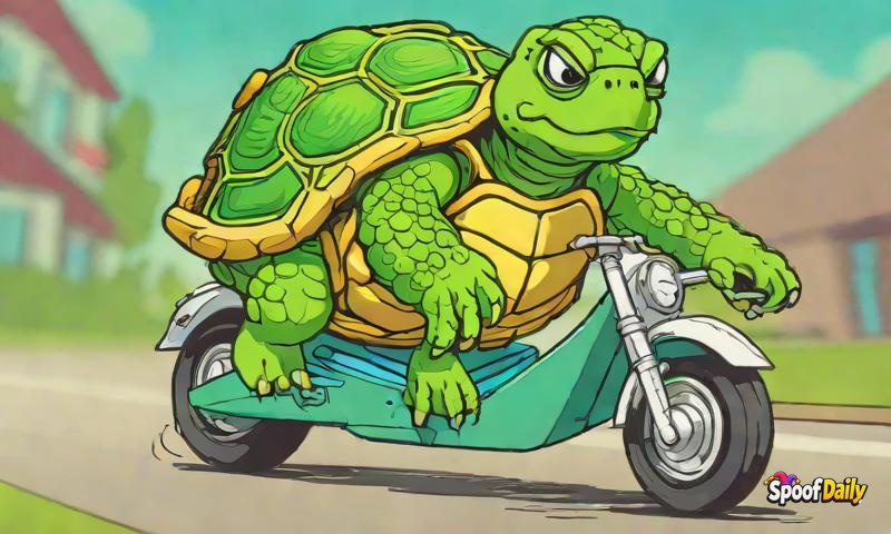 Turtle McZoomer Steals Scooter and Sets New Speed Record at 1.2 mph