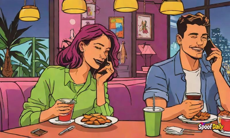 Couple's 'Date Night' Is Just Them Sitting In Silence On Their Phones, Ordering Takeout Separately