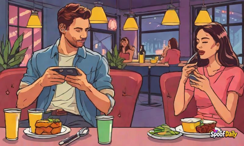 Couple's 'Date Night' Is Just Them Sitting In Silence On Their Phones, Ordering Takeout Separately