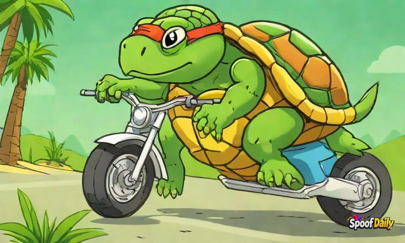 Turtle McZoomer Steals Scooter and Sets New Speed Record at 1.2 mph