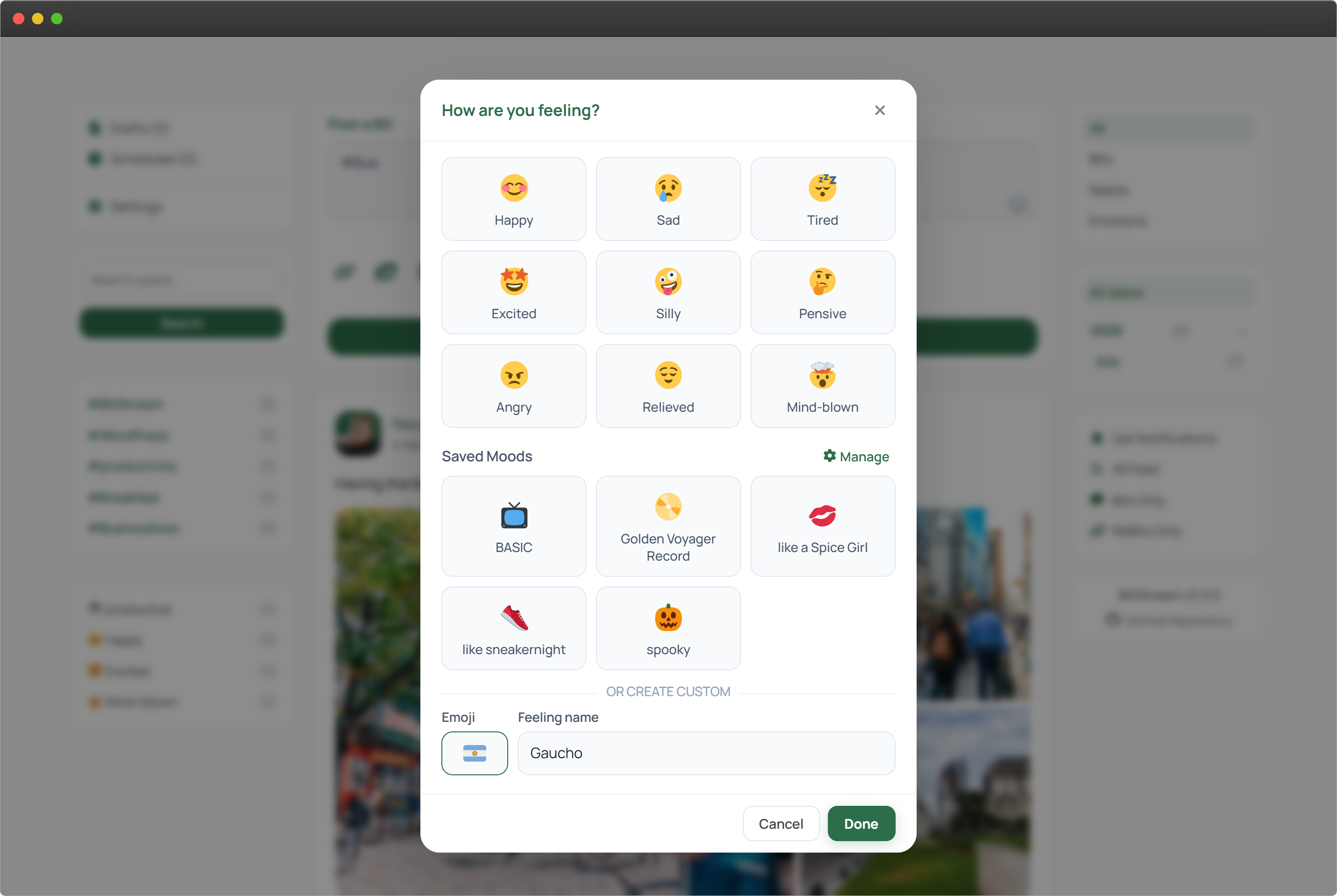 Mood Status Selector