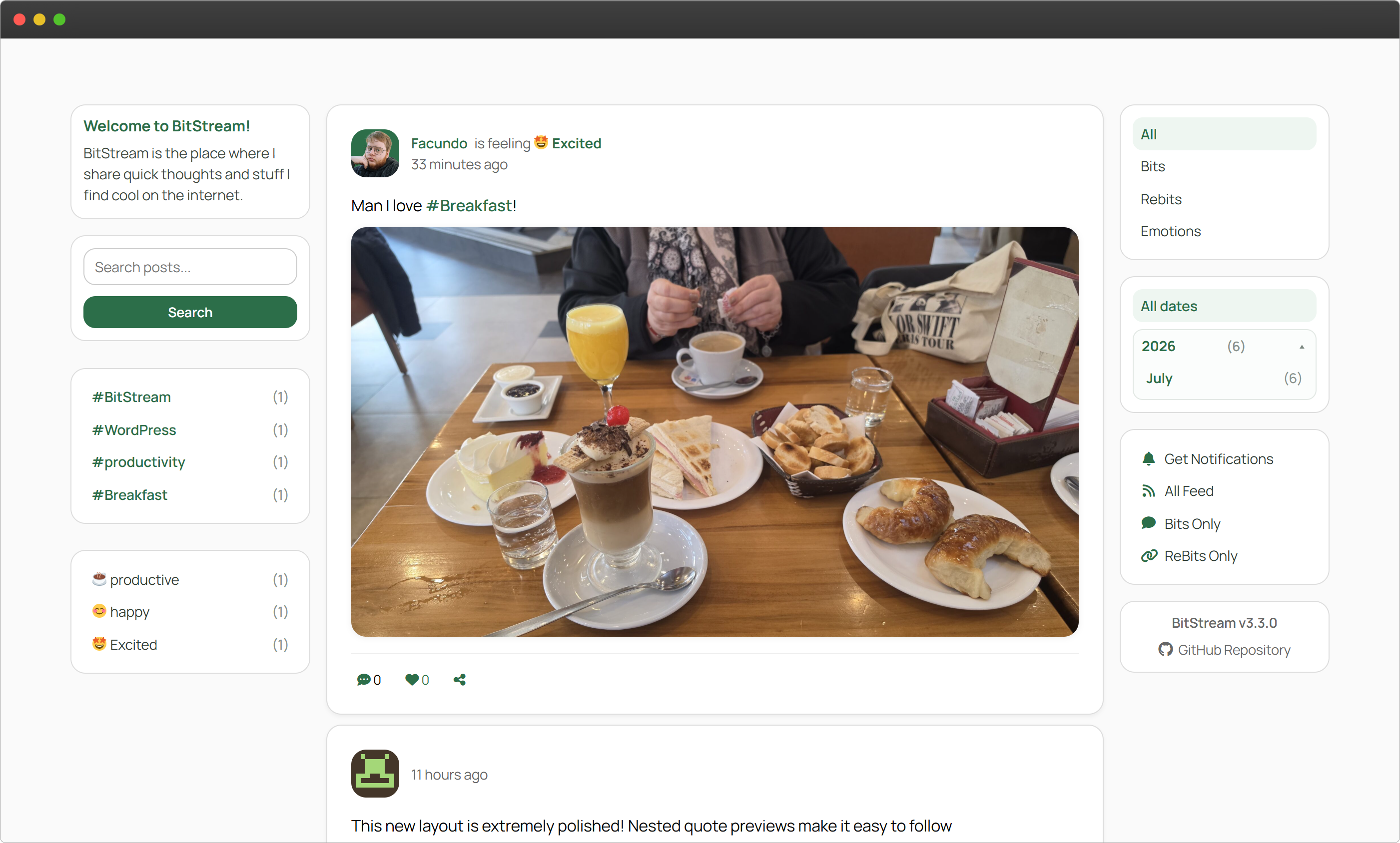 Modern Social Timeline